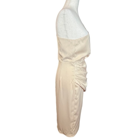 NWT Cupshe Ramla Champagne One Shoulder Flared Sleeve Ruched Draped Dress Sm - Picture 6 of 15
